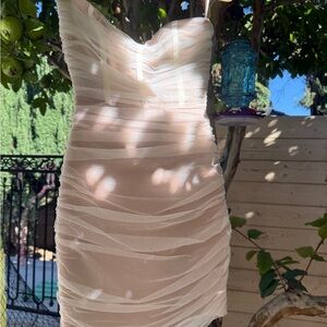 Fashion Nova Strapless Cream Dress